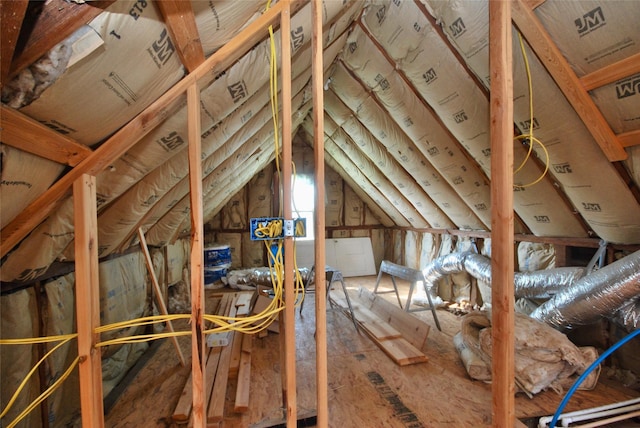 view of unfinished attic