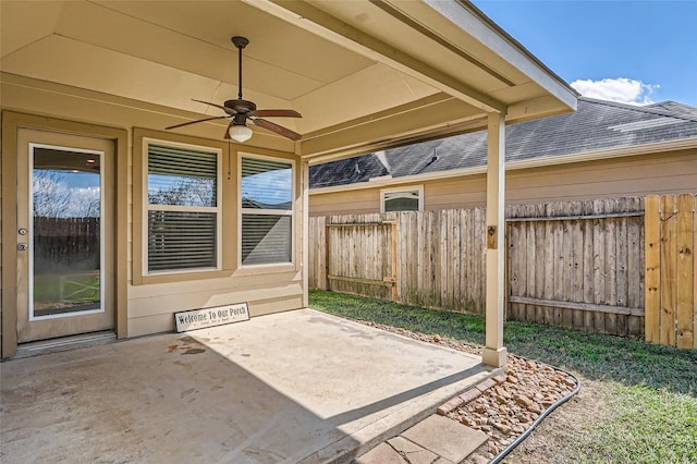 view of patio with ceiling fan