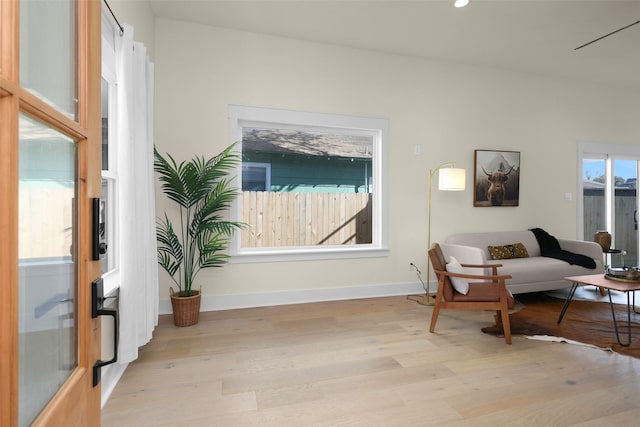 living area featuring light wood-type flooring