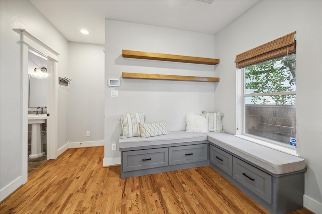 living area featuring light hardwood / wood-style floors