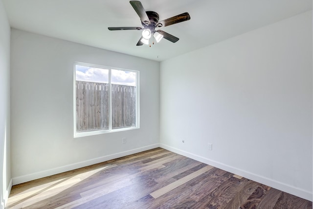 empty room featuring ceiling fan and light hardwood / wood-style flooring