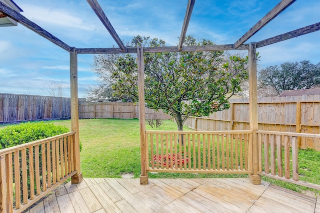 deck featuring a yard