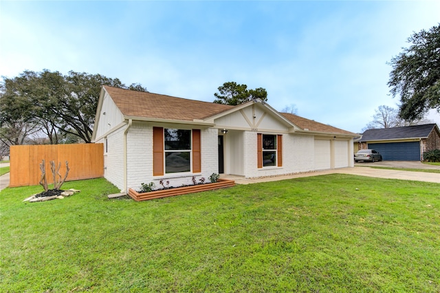 14142 Rosetta Dr, Cypress, TX 77429 - ranch-style house with brick siding, driveway, a garage, and roof with shingles