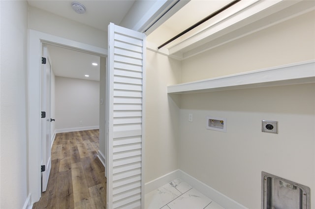 14142 Rosetta Dr, Cypress, TX 77429 - laundry area featuring hookup for an electric dryer, hookup for a washing machine, recessed lighting, and baseboards