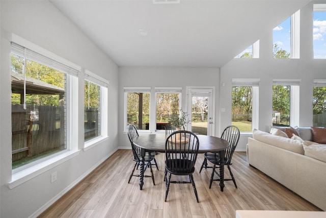 sunroom with lofted ceiling