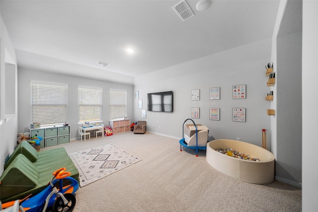 game room featuring carpet floors