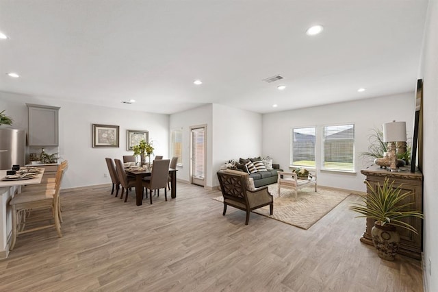 living room featuring light hardwood / wood-style floors