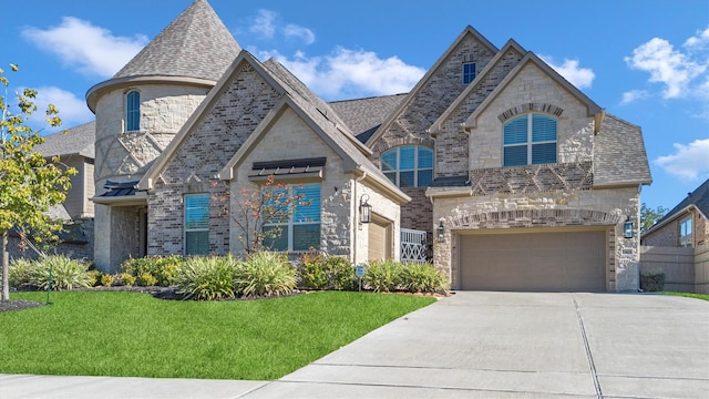 view of front of home with a garage and a front yard