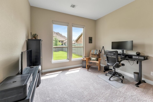 office featuring light carpet