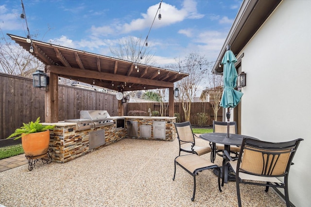 view of patio / terrace featuring area for grilling and exterior kitchen