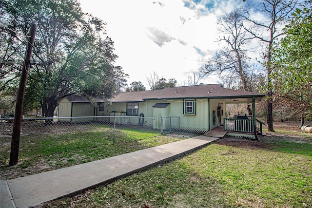 view of front of home with a front yard