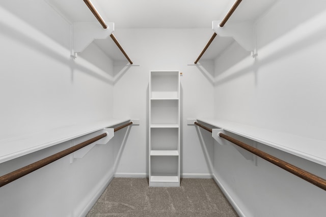 spacious closet featuring dark carpet