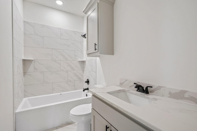 4974 County Road 128, Iola, TX 77861 - full bathroom with vanity, tiled shower / bath combo, and toilet