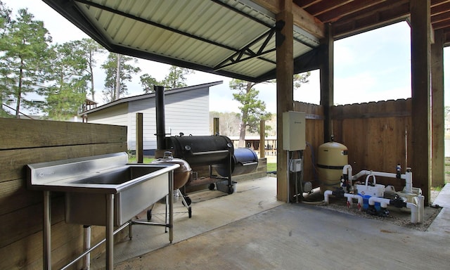 view of patio featuring grilling area