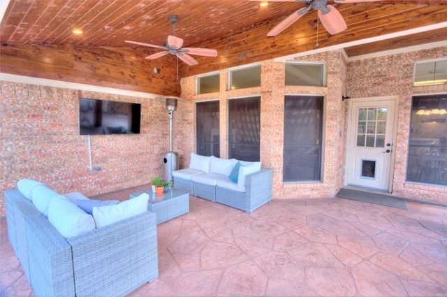 view of patio featuring outdoor lounge area and ceiling fan