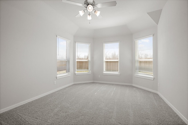 spare room with ceiling fan and carpet flooring