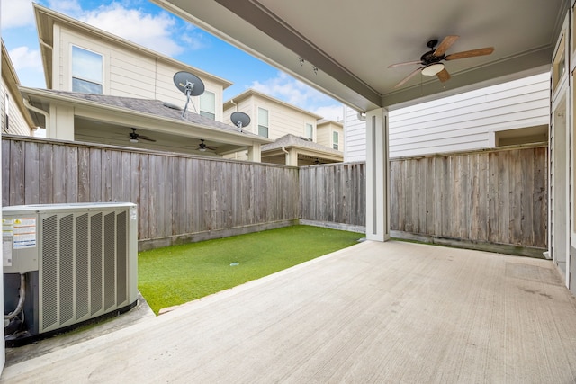 view of patio featuring cooling unit and ceiling fan