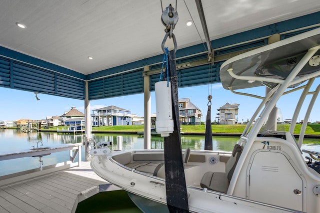 dock area featuring a water view