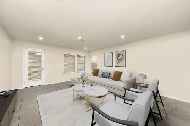 view of tiled living room