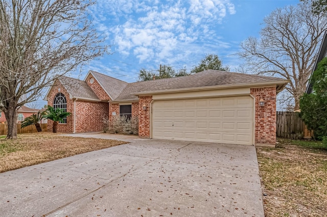 single story home with a garage