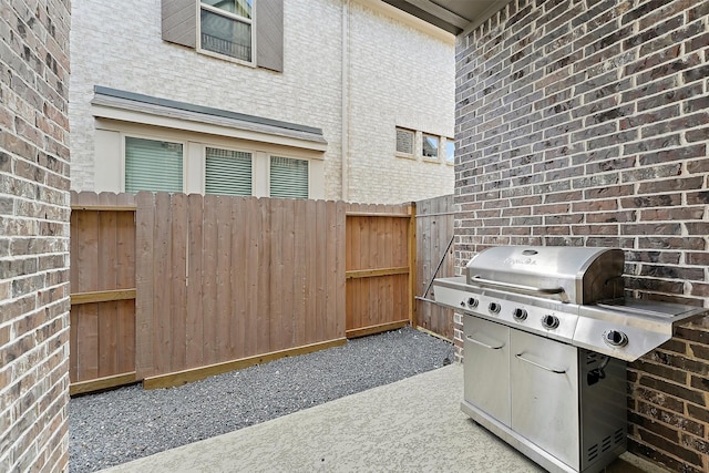 view of patio with area for grilling