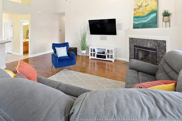 living room featuring light hardwood / wood-style floors