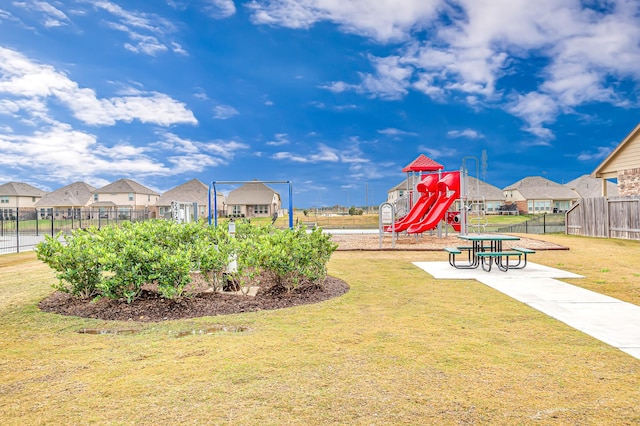 view of yard with a playground