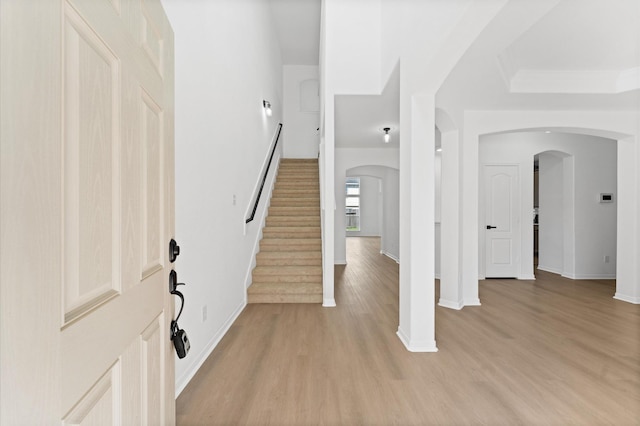 entryway with light hardwood / wood-style floors