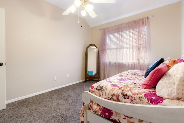 125 Indian Warrior Trl, Lake Jackson, TX 77566 - bedroom with lofted ceiling, carpet floors, and ceiling fan