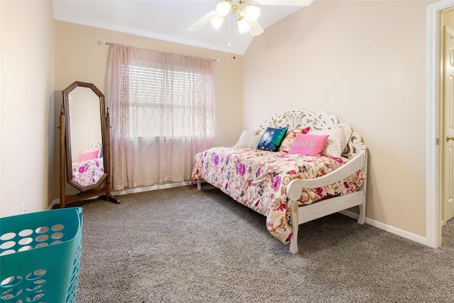 125 Indian Warrior Trl, Lake Jackson, TX 77566 - carpeted bedroom featuring lofted ceiling and ceiling fan