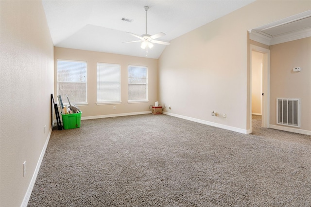 125 Indian Warrior Trl, Lake Jackson, TX 77566 - rec room with ceiling fan, lofted ceiling, and carpet