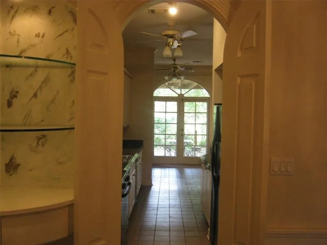 corridor with french doors