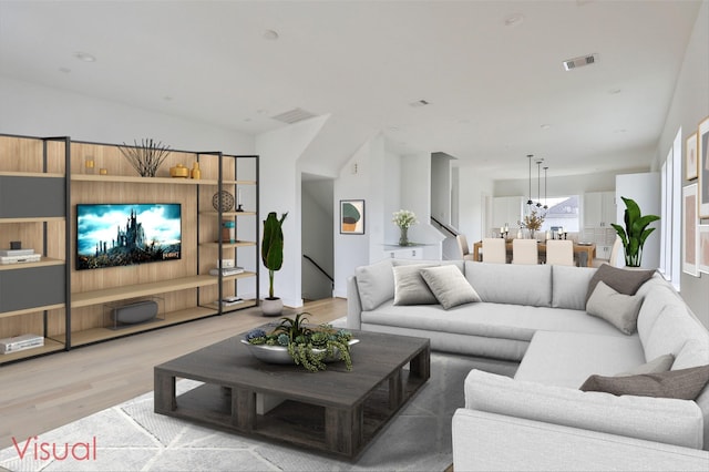 living room featuring light hardwood / wood-style flooring