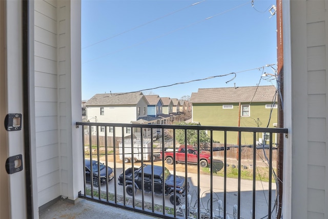 balcony featuring a residential view