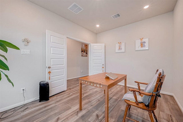 home office featuring light wood-type flooring