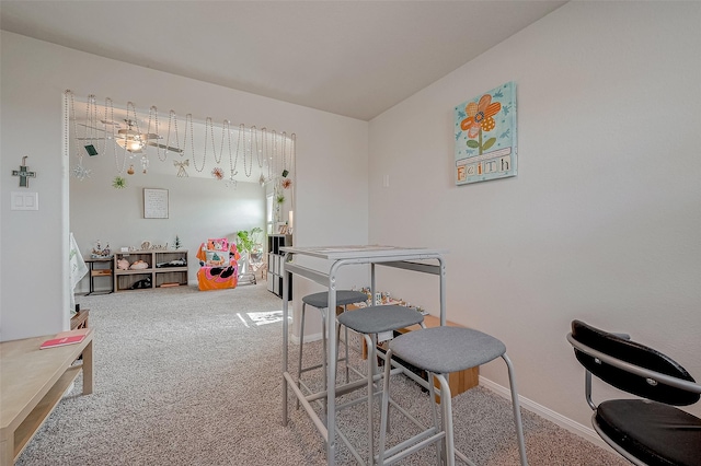 recreation room with carpet floors