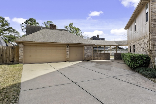 exterior space with a garage