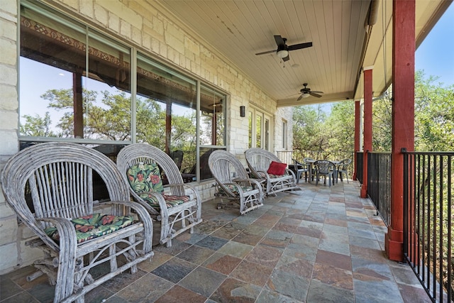 1017 Coventry Rd, Spicewood, TX 78669 - view of patio / terrace with a ceiling fan and outdoor dining space