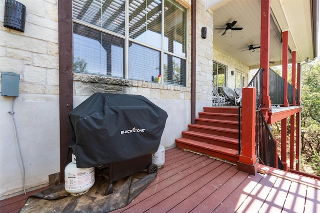 1017 Coventry Rd, Spicewood, TX 78669 - porch with grilling area and ceiling fan