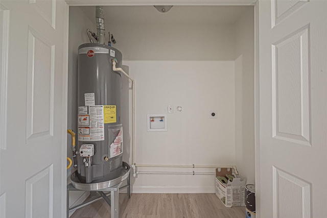 utility room featuring water heater