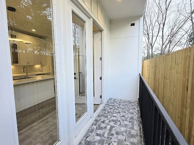 balcony featuring sink