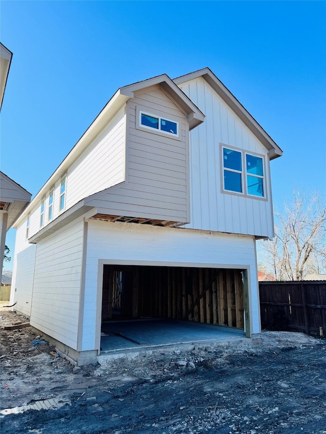 view of home's exterior with a garage