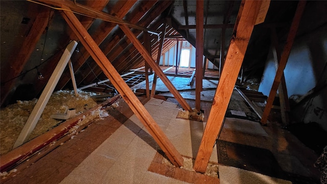 view of unfinished attic