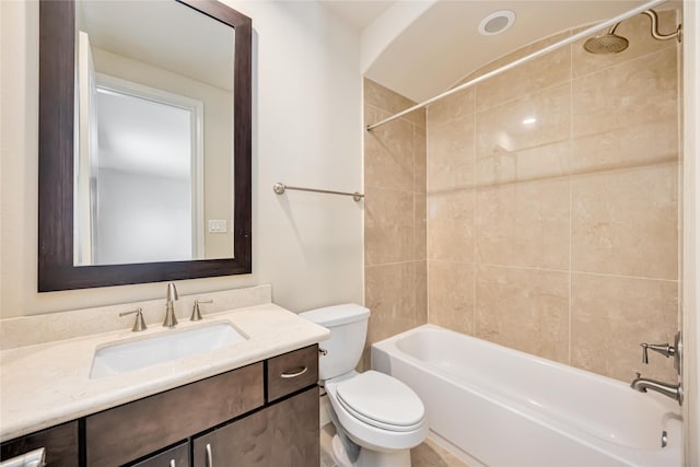 full bath with vanity, bathing tub / shower combination, and toilet