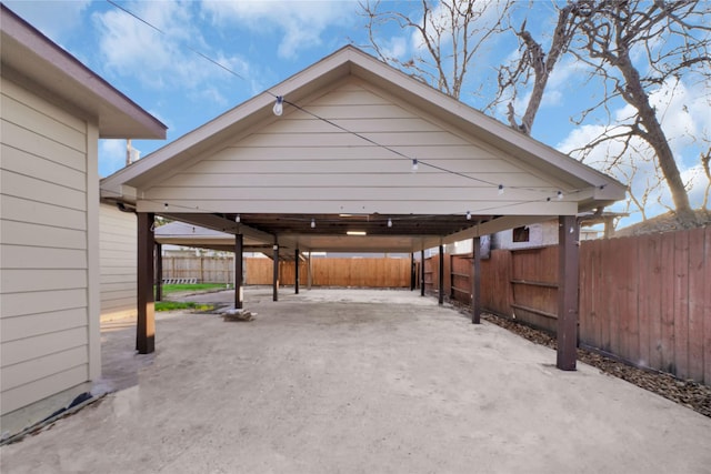 view of parking with a carport