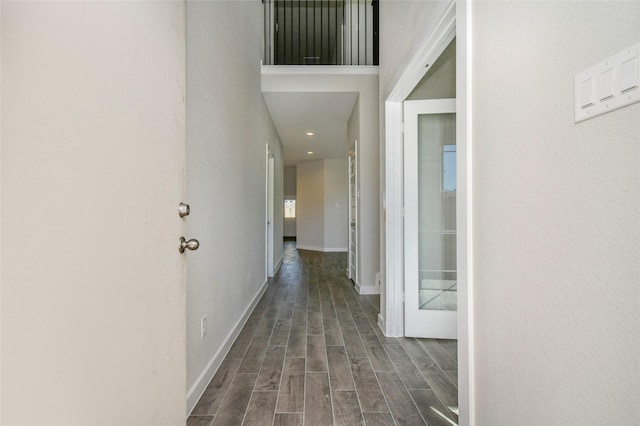 hall featuring dark hardwood / wood-style flooring