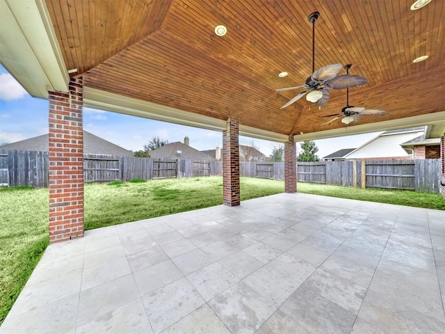 view of patio with ceiling fan