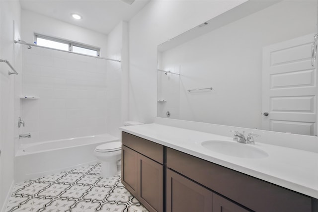 full bathroom featuring vanity, toilet, and shower / bath combination