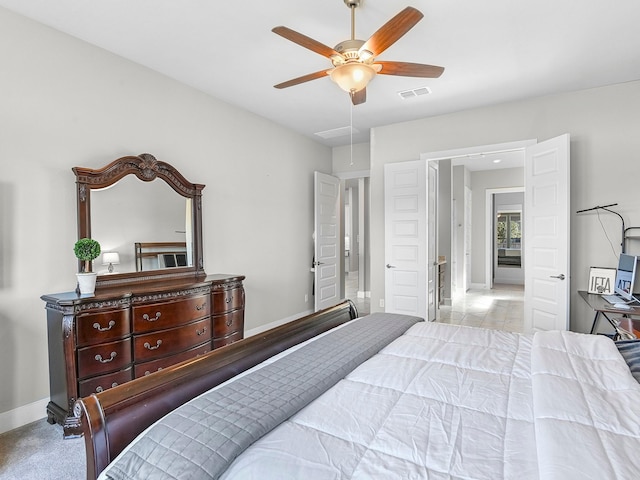 bedroom featuring ceiling fan