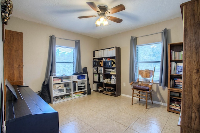 81 Fm 3454th Rd, Huntsville, TX 77320 - office space featuring a ceiling fan and light tile patterned flooring